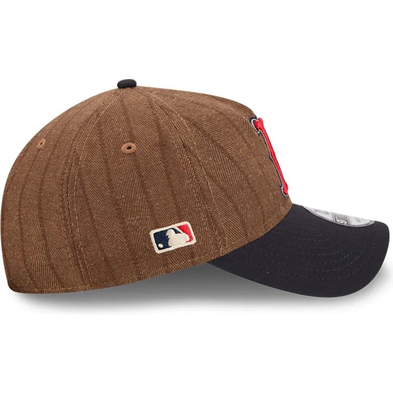 brun-och-marinbla-bojd-justerbar-keps-9twenty-a-frame-wool-pinstripe-fran-boston-red-sox-mlb-av-new-era
