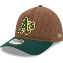 justerbar-brun-och-gron-kurvad-keps-9twenty-a-frame-wool-pinstripe-fran-oakland-athletics-mlb-av-new-era