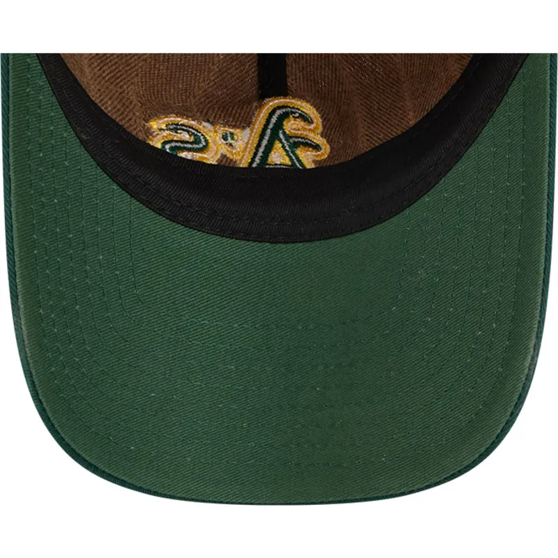 brun-och-gron-bojd-keps-justerbar-9twenty-a-frame-wool-pinstripe-fran-oakland-athletics-mlb-av-new-era