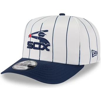Chicago White Sox MLB New Era 9FIFTY A Frame Satin Pinstripe vit och marinblå snapback böjd keps