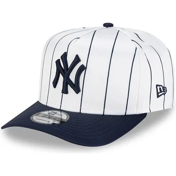 New York Yankees MLB New Era 9FIFTY A Frame Satin Pinstripe vit och marinblå snapback-kurvkeps