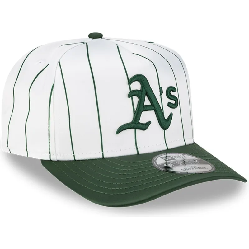 vit-och-gron-kurvad-keps-snapback-9fifty-a-frame-satin-pinstripe-oakland-athletics-mlb-fran-new-era