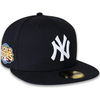 Marinblå New York Yankees MLB 59FIFTY World Series 2009 Side Patch justerbar platt keps från New Era.