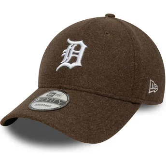 Brun böjd skärm snapback-keps 9FORTY Melton Wool Detroit Tigers MLB från New Era