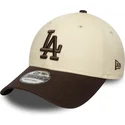 justerbar-beige-och-brun-9forty-side-patch-los-angeles-dodgers-mlb-keps-fran-new-era