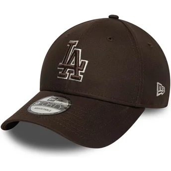 Brun justerbar 9FORTY Outline keps med böjd skärm Los Angeles Dodgers MLB från New Era