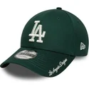 gron-justerbar-kurvad-keps-9forty-visor-script-fran-los-angeles-dodgers-mlb-av-new-era