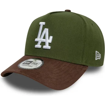 Grön och brun böjd snapback-keps 9FORTY E Frame Suede Visor Los Angeles Dodgers MLB från New Era
