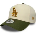 beige-och-gron-kurvad-keps-snapback-9forty-e-frame-world-series-patch-fran-los-angeles-dodgers-mlb-av-new-era