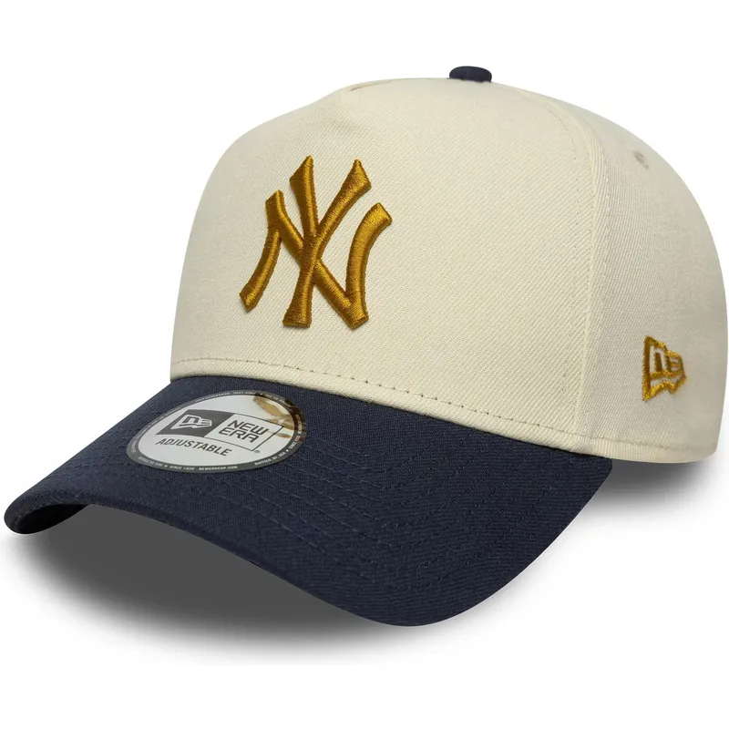 beige-och-marinbla-kurvad-keps-snapback-9forty-e-frame-world-series-patch-new-york-yankees-mlb-fran-new-era
