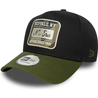 Svart och grön böjd skärm snapback-keps 9FORTY E Frame Camo Patch från New Era