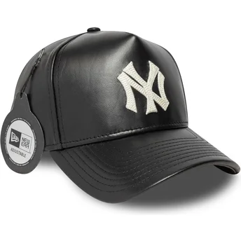 Svart justerbar kurvad keps 9FORTY E Frame Img Leather från New York Yankees MLB av New Era