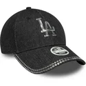 svart-justerbar-kurvad-keps-for-kvinnor-9forty-sequin-denim-los-angeles-dodgers-mlb-fran-new-era