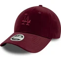 justerbar-damkeps-med-bojd-skarm-i-vinrod-velour-9forty-los-angeles-dodgers-mlb-fran-new-era