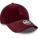 justerbar-damkeps-med-bojd-skarm-i-vinrod-velour-9forty-los-angeles-dodgers-mlb-fran-new-era
