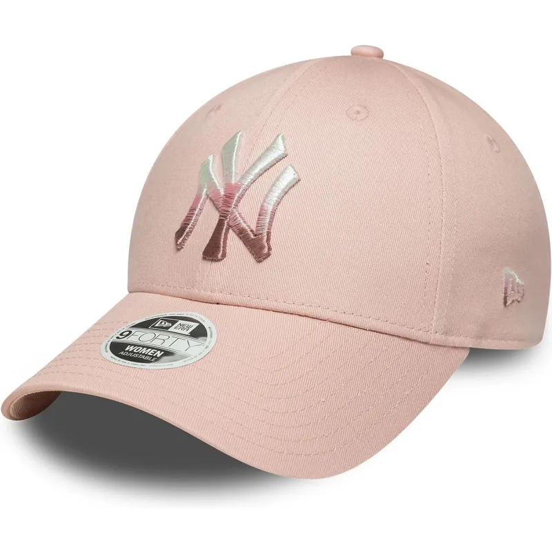 justerbar-rosa-kurvad-keps-for-dam-9forty-metallic-logo-fran-new-york-yankees-mlb-av-new-era