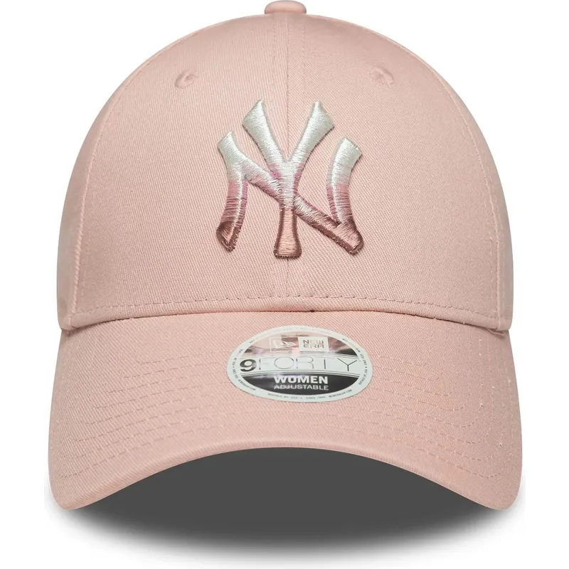 justerbar-rosa-kurvad-keps-for-dam-9forty-metallic-logo-fran-new-york-yankees-mlb-av-new-era