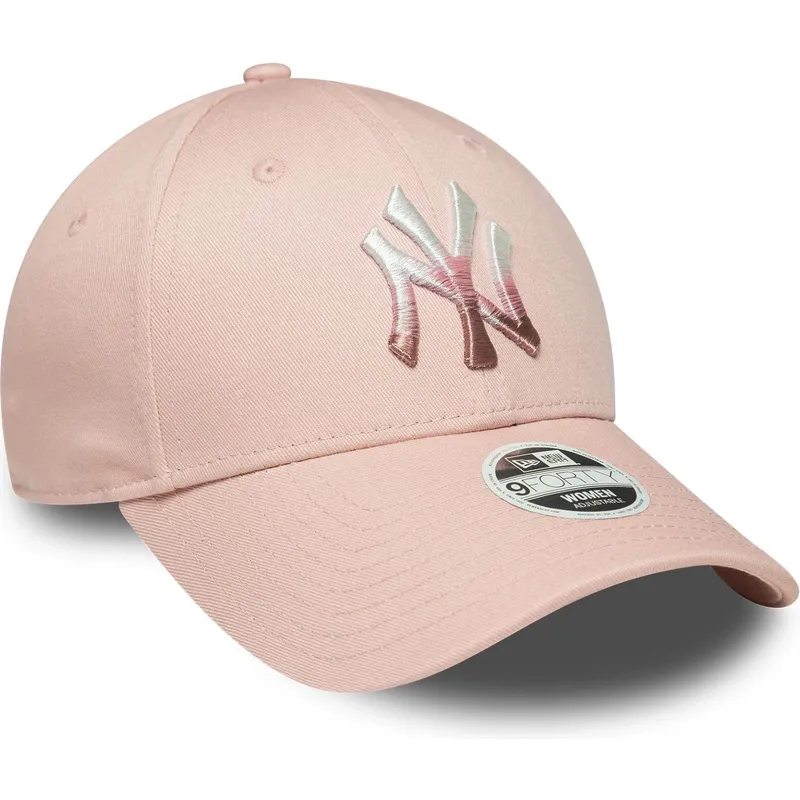 justerbar-rosa-kurvad-keps-for-dam-9forty-metallic-logo-fran-new-york-yankees-mlb-av-new-era