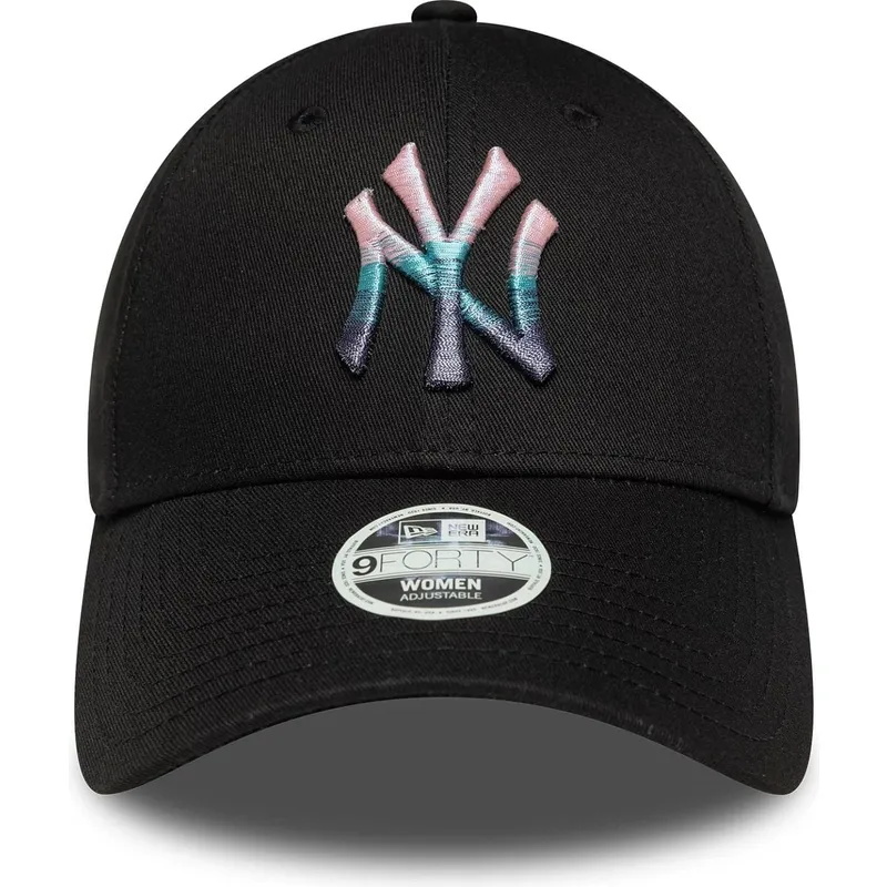 svart-bojd-justerbar-keps-for-dam-9forty-metallic-logo-fran-new-york-yankees-mlb-av-new-era