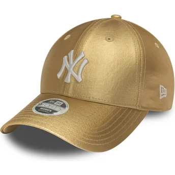 Justerbar gyllene böjd keps för kvinnor 9FORTY Metallic New York Yankees MLB från New Era