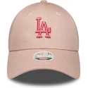 rosa-justerbar-kurvkeps-for-kvinnor-med-rosa-logotyp-9forty-league-essential-los-angeles-dodgers-mlb-fran-new-era