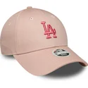 rosa-justerbar-kurvkeps-for-kvinnor-med-rosa-logotyp-9forty-league-essential-los-angeles-dodgers-mlb-fran-new-era