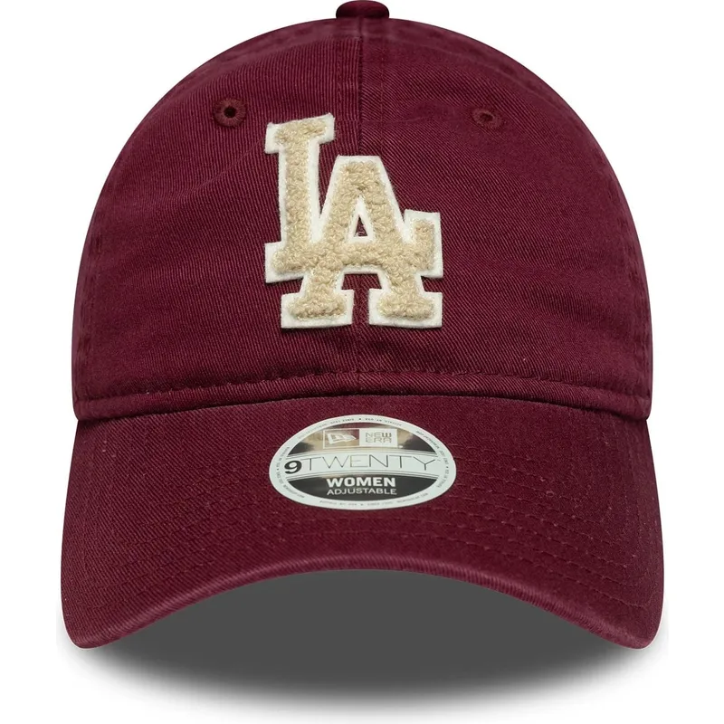 justerbar-vinrod-kurvad-keps-for-dam-med-beige-9twenty-boucle-logotyp-fran-los-angeles-dodgers-mlb-av-new-era