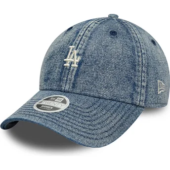 Justerbar blå böjd keps för kvinnor 9TWENTY Denim Los Angeles Dodgers MLB från New Era