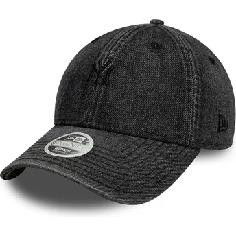 Justerbar svart böjd keps för kvinnor 9TWENTY Denim New York Yankees MLB från New Era