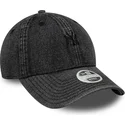 justerbar-svart-bojd-keps-for-kvinnor-9twenty-denim-new-york-yankees-mlb-fran-new-era