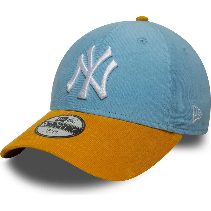 bojd-bla-och-brun-justerbar-keps-for-barn-9forty-cord-fran-new-york-yankees-mlb-av-new-era