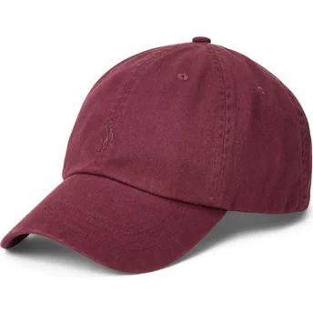 Justerbar vinröd keps med böjd skärm och vinröd logotyp Cotton Chino Classic Sport från Polo Ralph Lauren