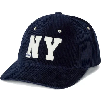 Marinblå justerbar keps med böjd skärm och NY-märke i äkta manchestertyg från Polo Ralph Lauren