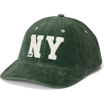Justerbar grön böjd keps med NY-märke Authentic Manchestertyg från Polo Ralph Lauren