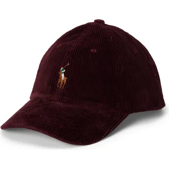 Justerbar vinröd klassisk sportkordfløyel keps med böjd skärm från Polo Ralph Lauren