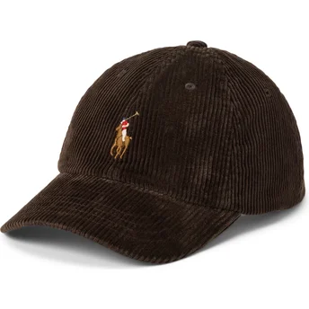 Mörkbrun justerbar keps med böjd skärm Classic Sport Corduroy från Polo Ralph Lauren