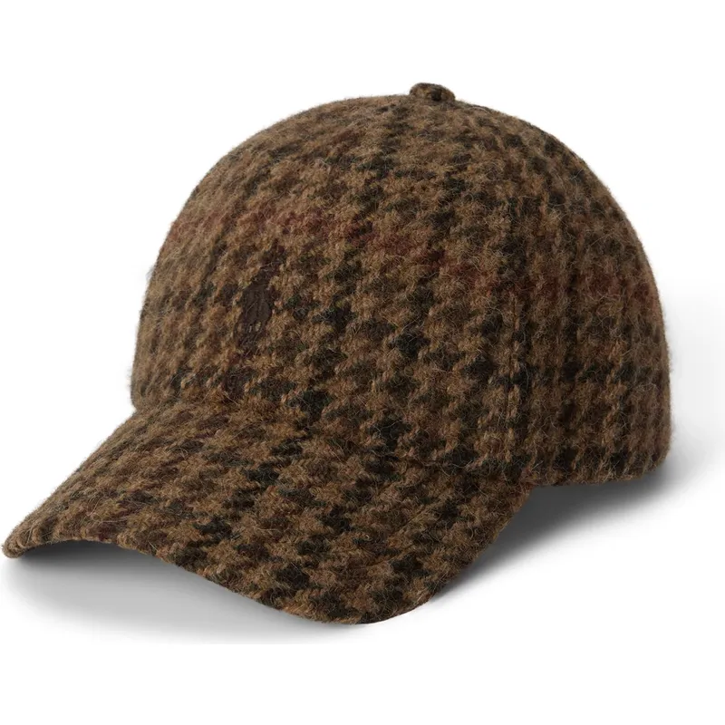 brun-justerbar-kurvad-keps-checked-wool-tweed-fran-polo-ralph-lauren
