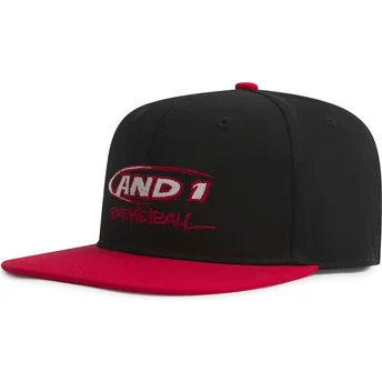 AND1 Svart och röd platt keps snapback med graffiti-logga