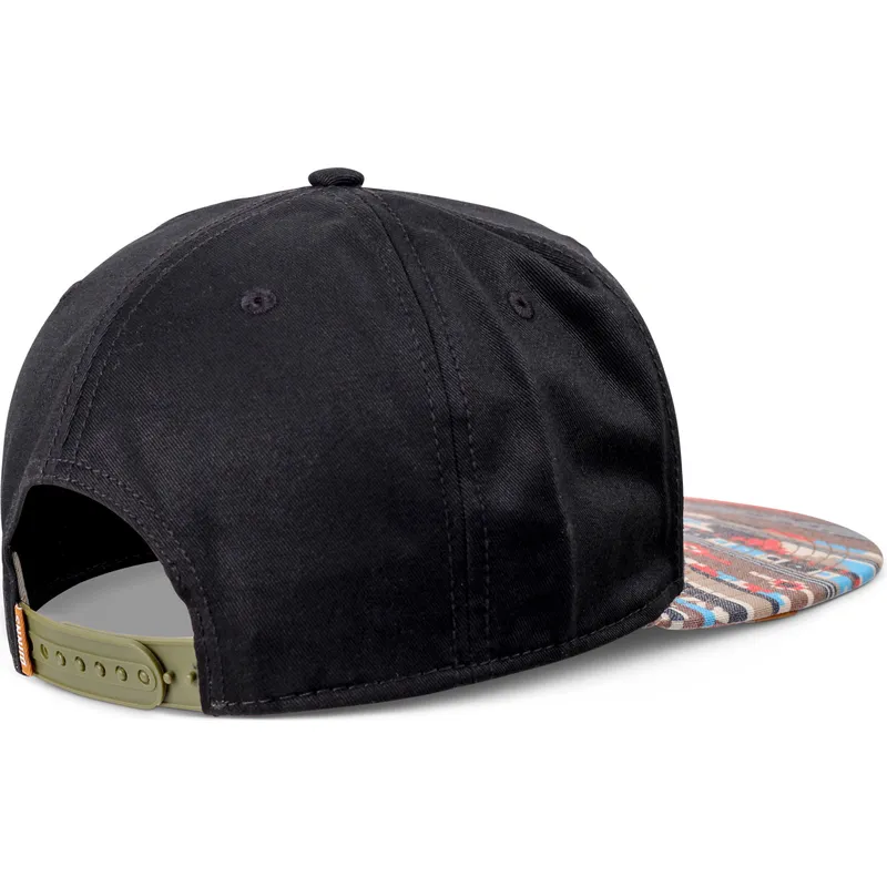 svart-och-flerfargad-platt-snapback-keps-aztek-fran-djinns