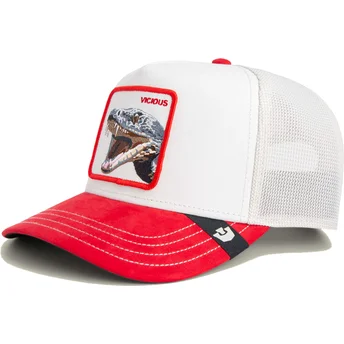 Vit och röd trucker-keps orm Vicious Suede Snake Suede Truckers The Farm från Goorin Bros.