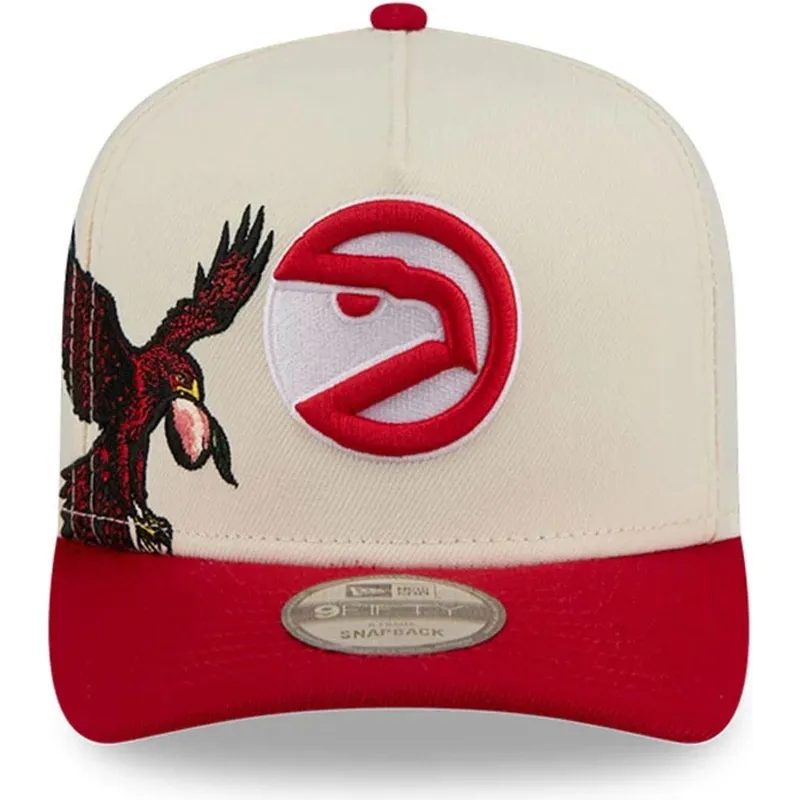 beige-och-rod-bojd-keps-snapback-9fifty-a-frame-precurved-hardwood-classics-fran-atlanta-hawks-nba-av-new-era