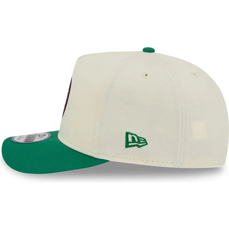 beige-och-gron-kurvad-keps-snapback-9fifty-a-frame-precurved-hardwood-classics-fran-boston-celtics-nba-av-new-era