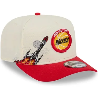 Beige och röd böjd keps snapback 9FIFTY A Frame Precurved Hardwood Classics Houston Rockets NBA från New Era