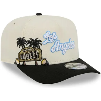 Beige och svart böjd keps snapback 9FIFTY A Frame Precurved Hardwood Classics från Los Angeles Lakers NBA av New Era