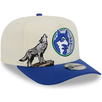 Beige och blå böjd keps snapback 9FIFTY A Frame Precurved Hardwood Classics från Minnesota Timberwolves NBA av New Era