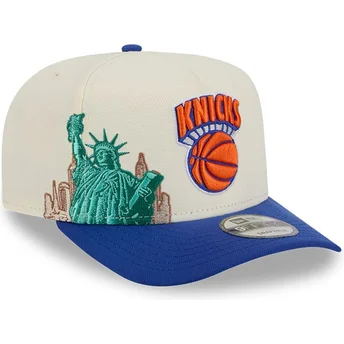 Beige och blå snapback-keps med böjd skärm 9FIFTY A Frame Precurved Hardwood Classics New York Knicks NBA från New Era