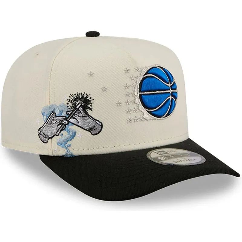 beige-och-svart-bojd-keps-snapback-9fifty-a-frame-precurved-hardwood-classics-fran-orlando-magic-nba-av-new-era