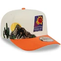 beige-och-orange-bojd-keps-snapback-9fifty-a-frame-precurved-hardwood-classics-av-phoenix-suns-nba-fran-new-era