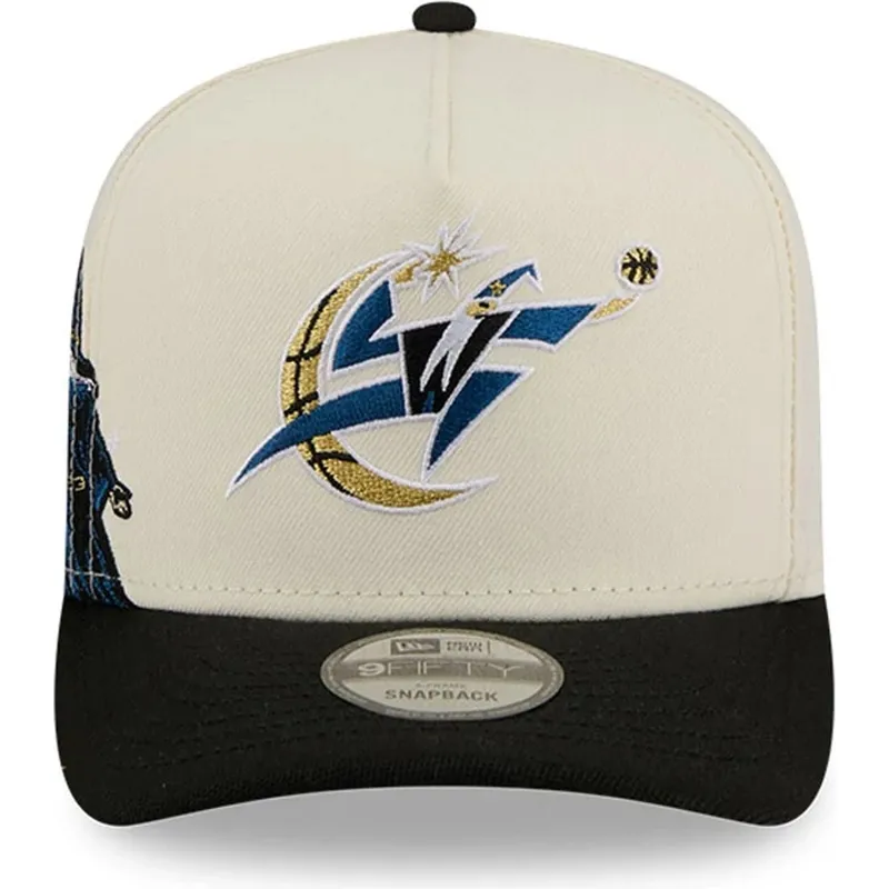 beige-och-svart-bojd-keps-snapback-9fifty-a-frame-precurved-hardwood-classics-fran-washington-wizards-nba-av-new-era