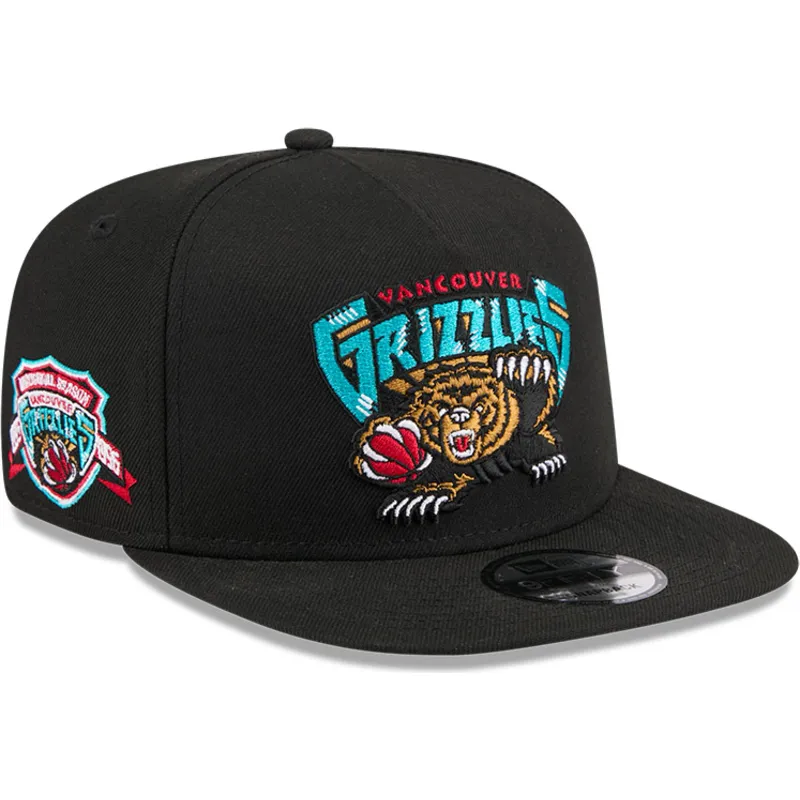 svart-platt-snapback-keps-9fifty-a-frame-hardwood-classics-fran-vancouver-grizzlies-nba-av-new-era